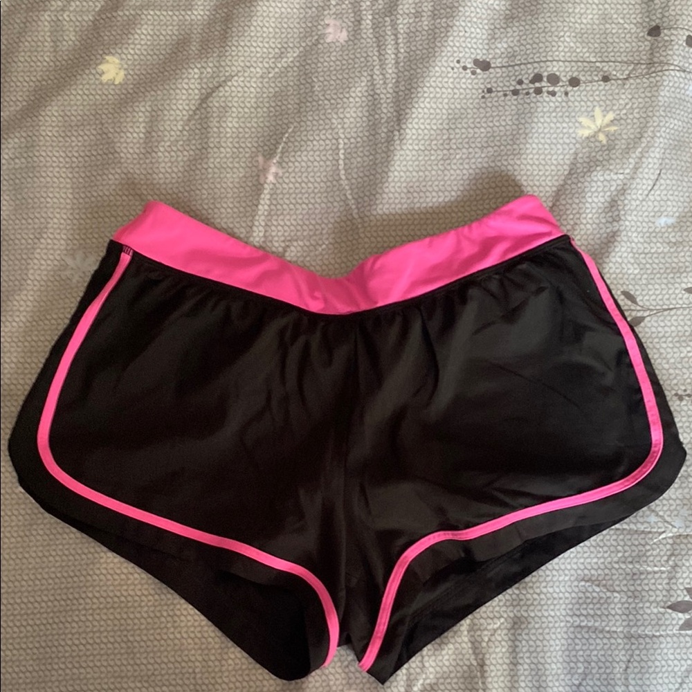 Black and Pink Women's Sports Shorts w/Liner Shorts